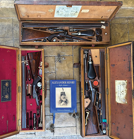 Three of Alexander Henry’s finest cased rifles.